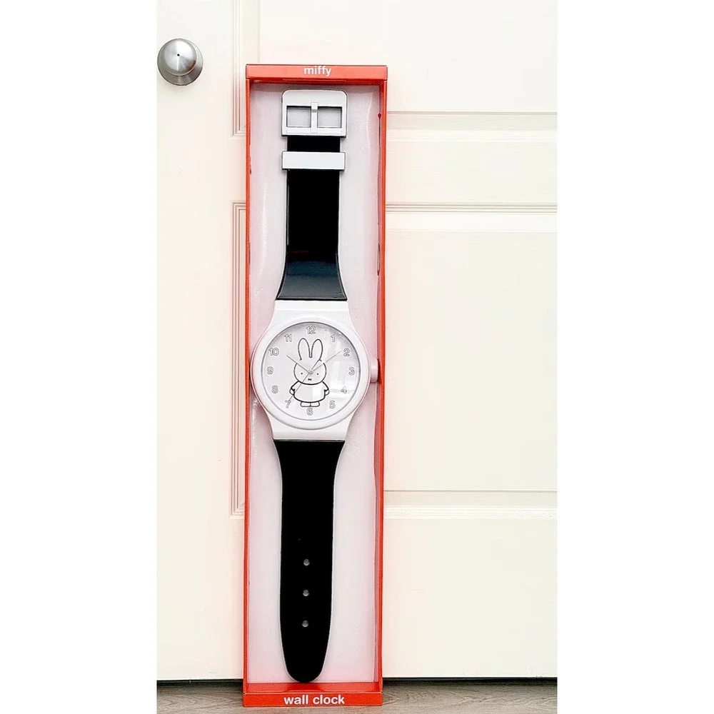 Miffy 36 In Long Wall Clock ~Wristwatch Design 36in×8 ~Black &White NIB